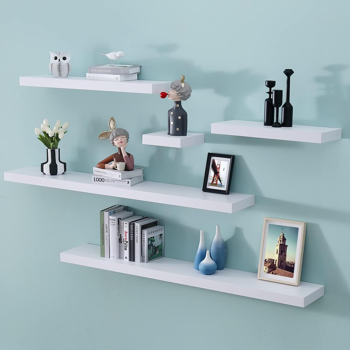 16 Inch White Mission Floating Shelves