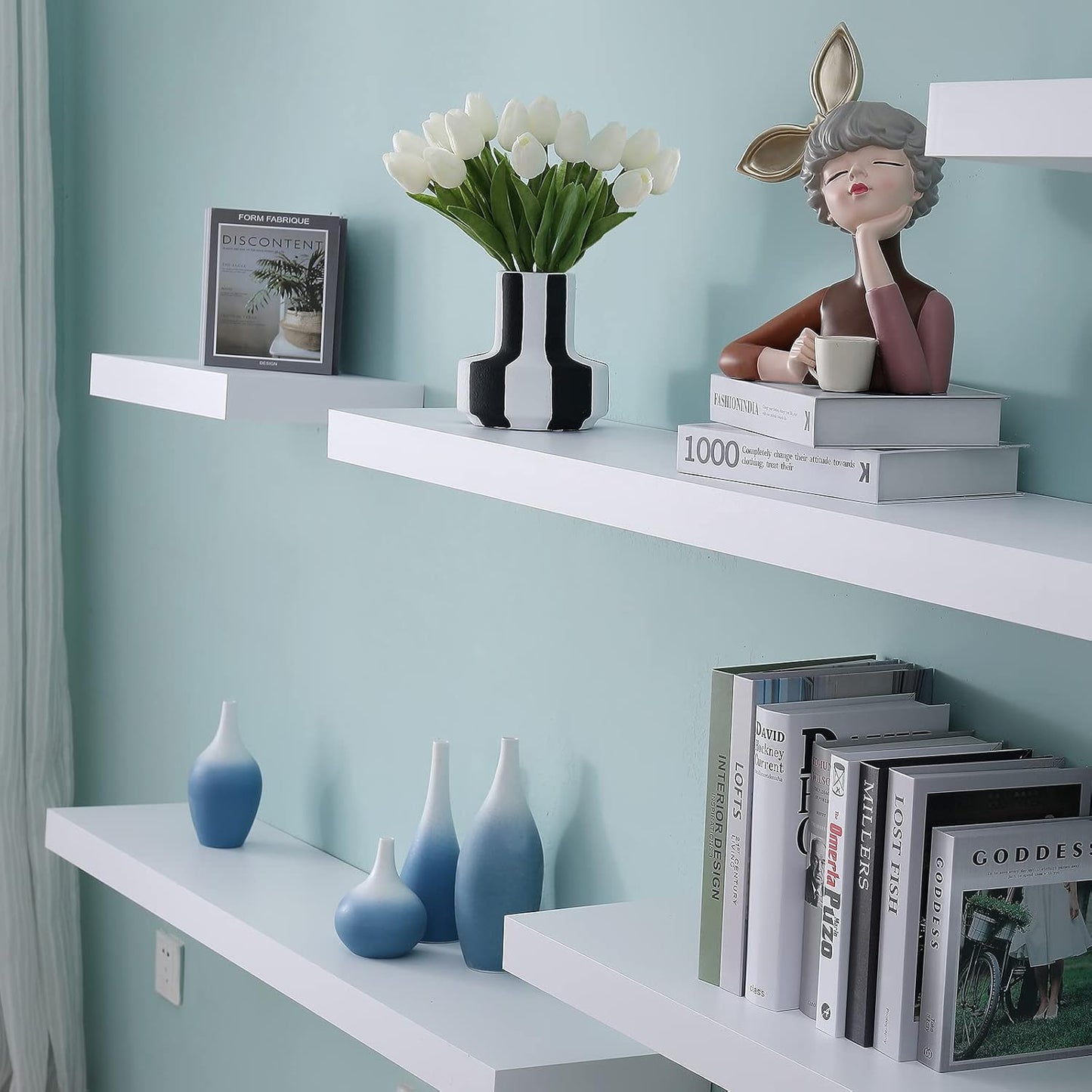 16 Inch White Mission Floating Shelves