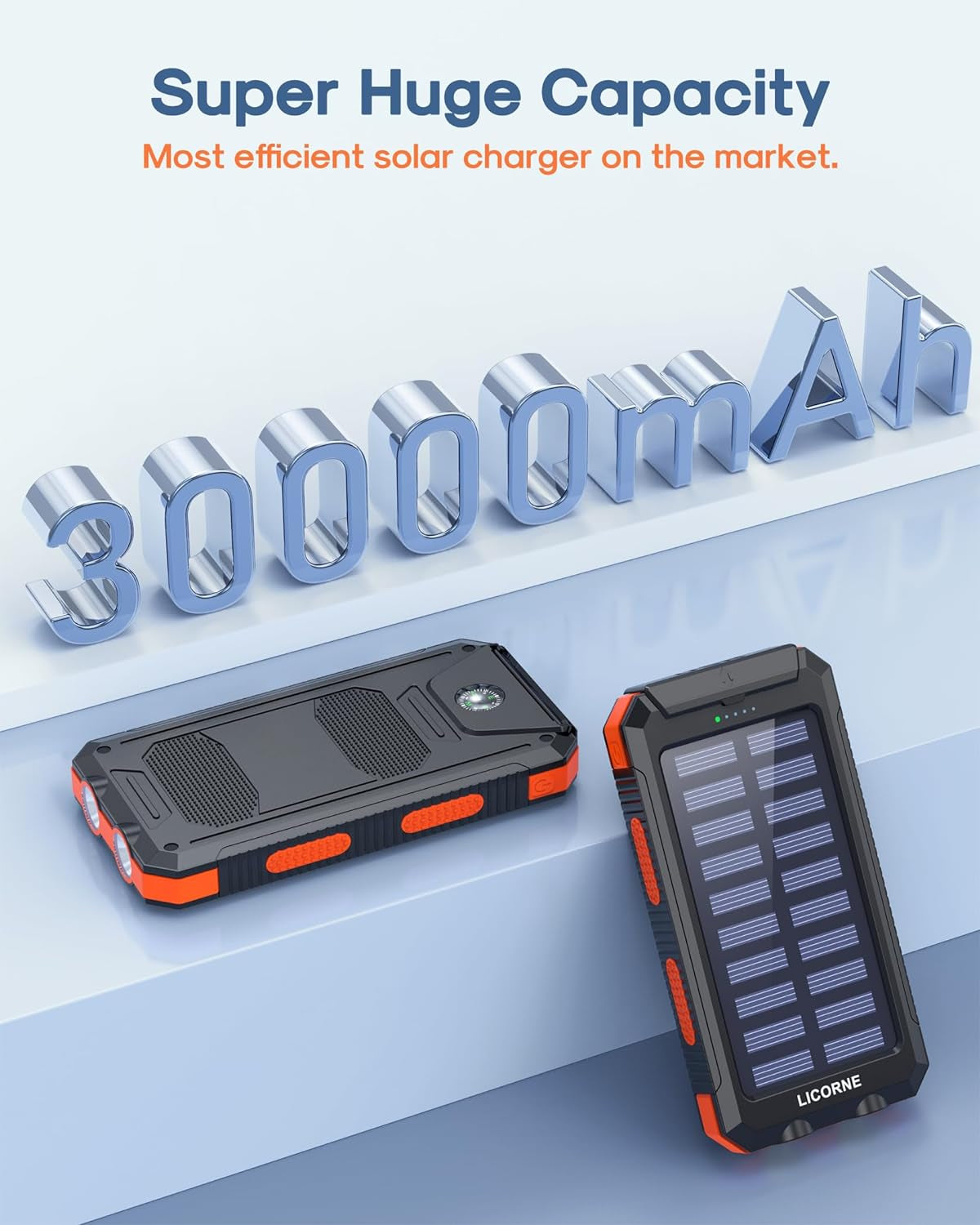 30000Mah Portable Solar Phone Battery Panel Charger