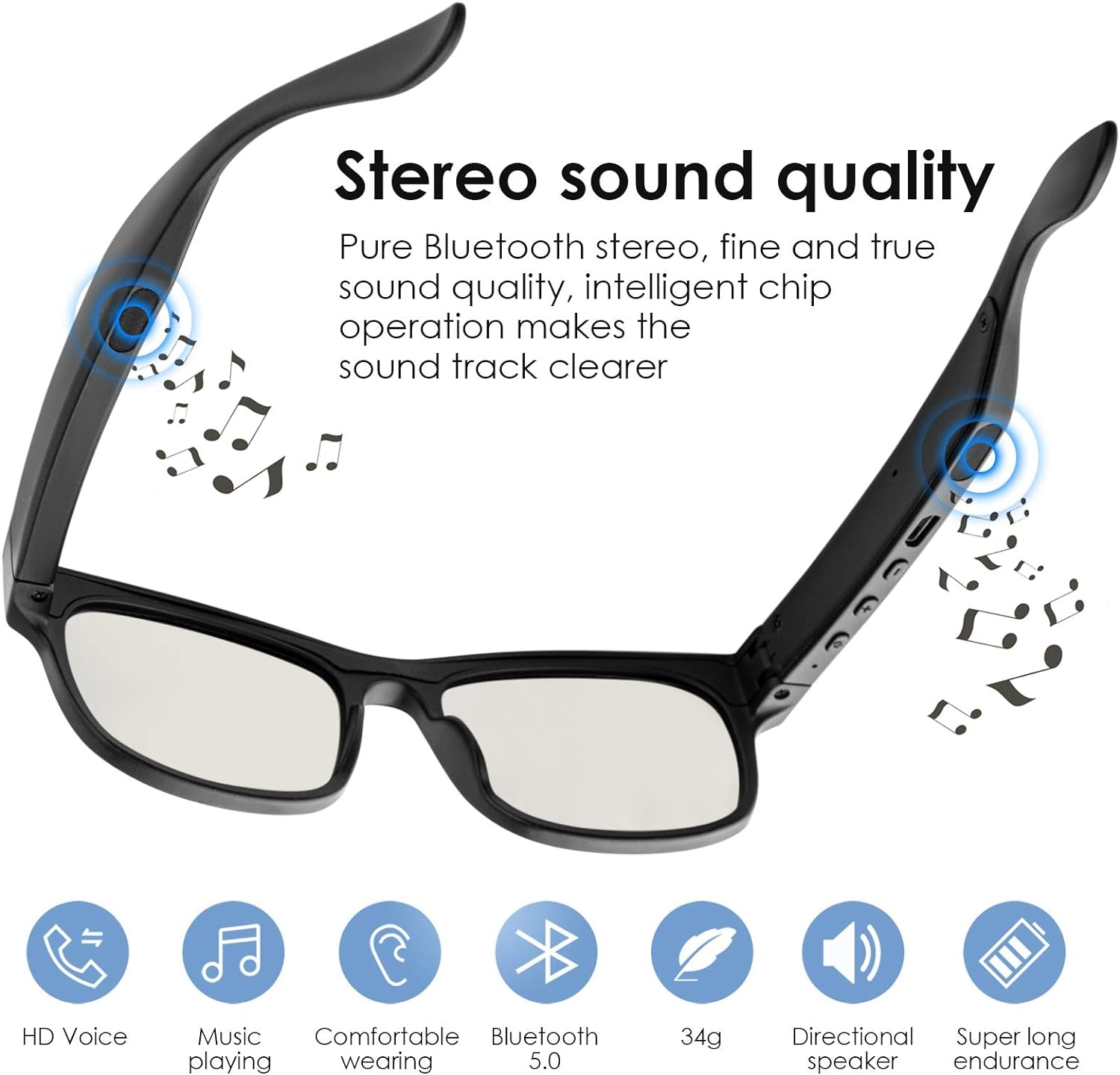 Smart Audio Bluetooth Sunglasses – Polarized, IPX4 Waterproof