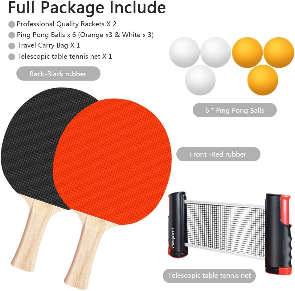 Portable Table Tennis Set with Retractable Net