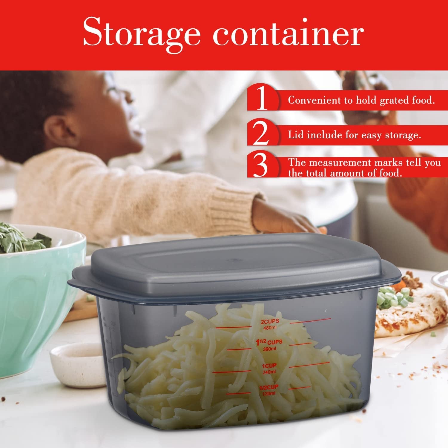 4 Side Kitchen Vegetable Shredder Slicer Zester with Container