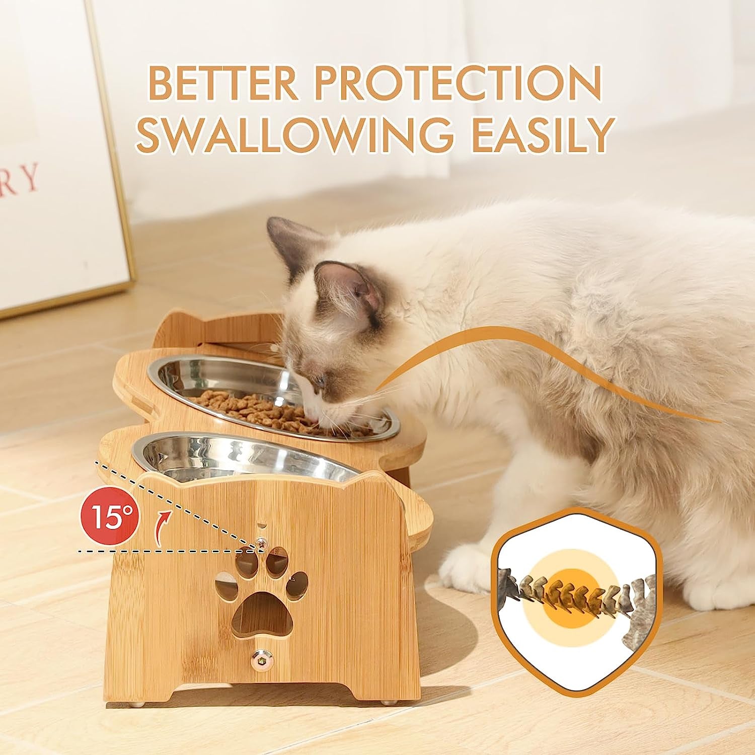 Adjustable Bamboo Raised Dog Bowls