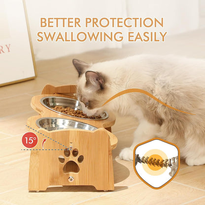 Adjustable Bamboo Raised Dog Bowls