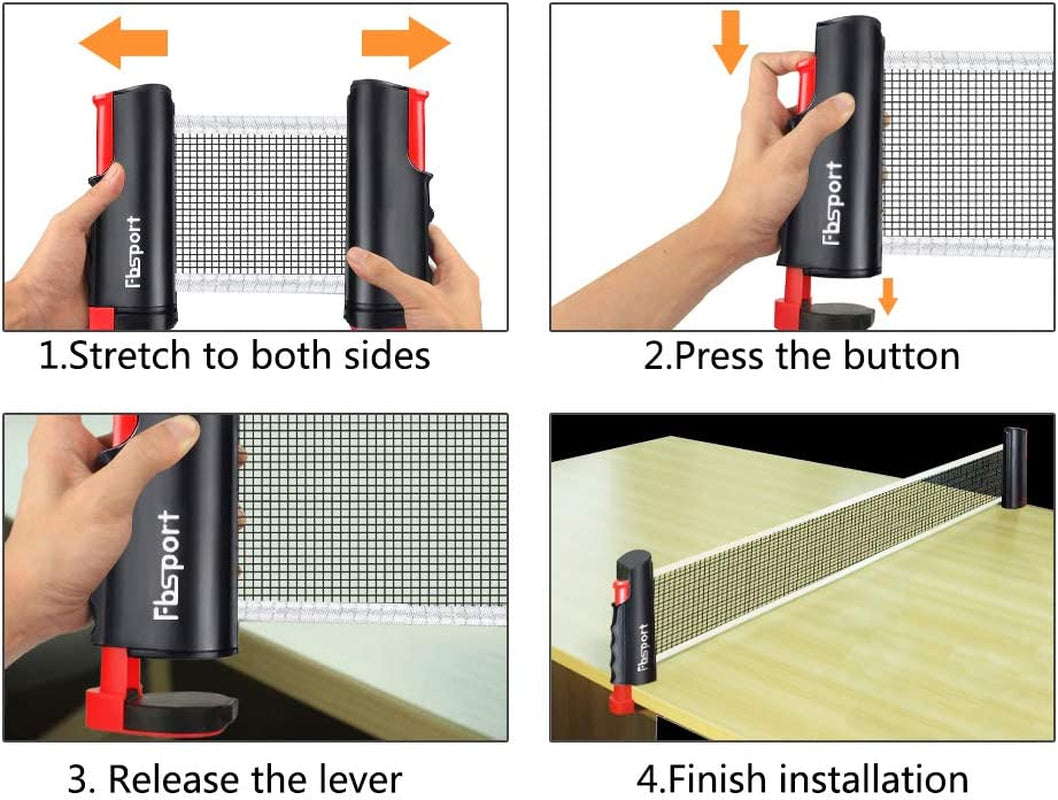 Portable Table Tennis Set with Retractable Net