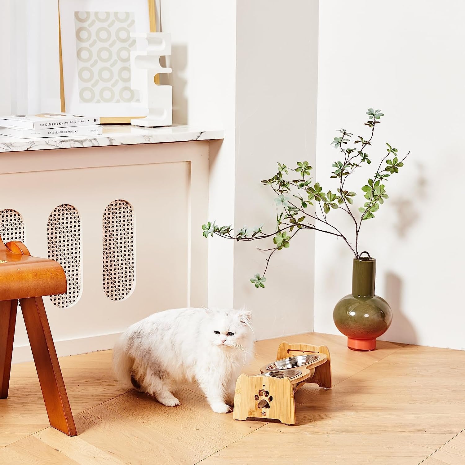 Adjustable Bamboo Raised Dog Bowls