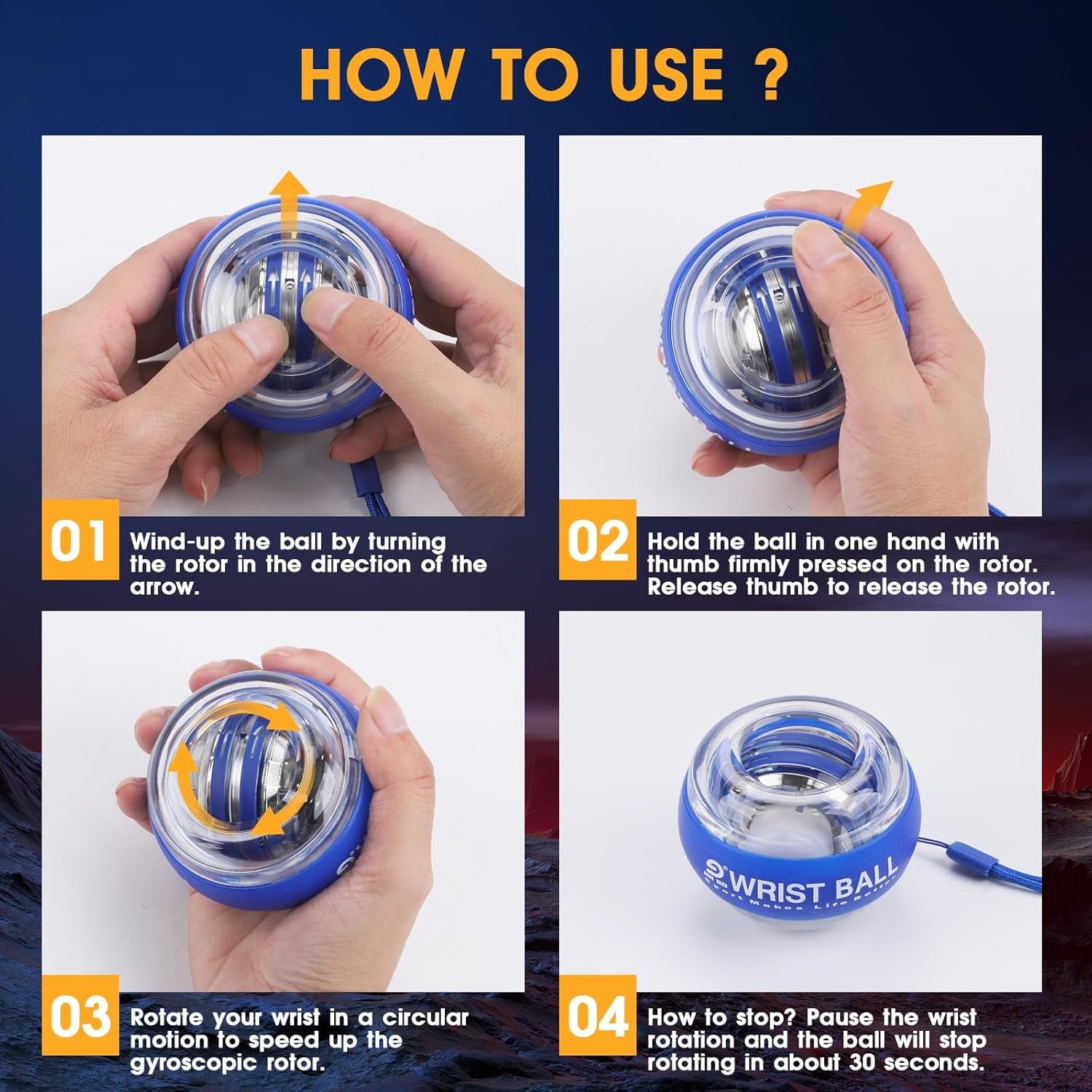 Auto-Start Gyroscopic Forearm Exerciser