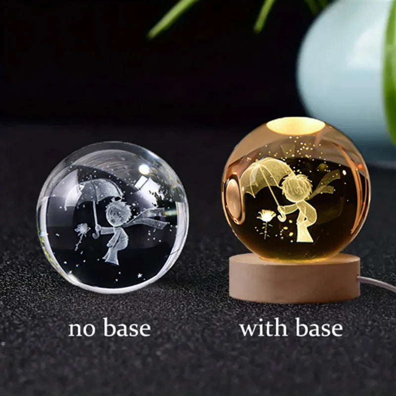 6Cm 3D Crystal Ball Crystal Planet Night