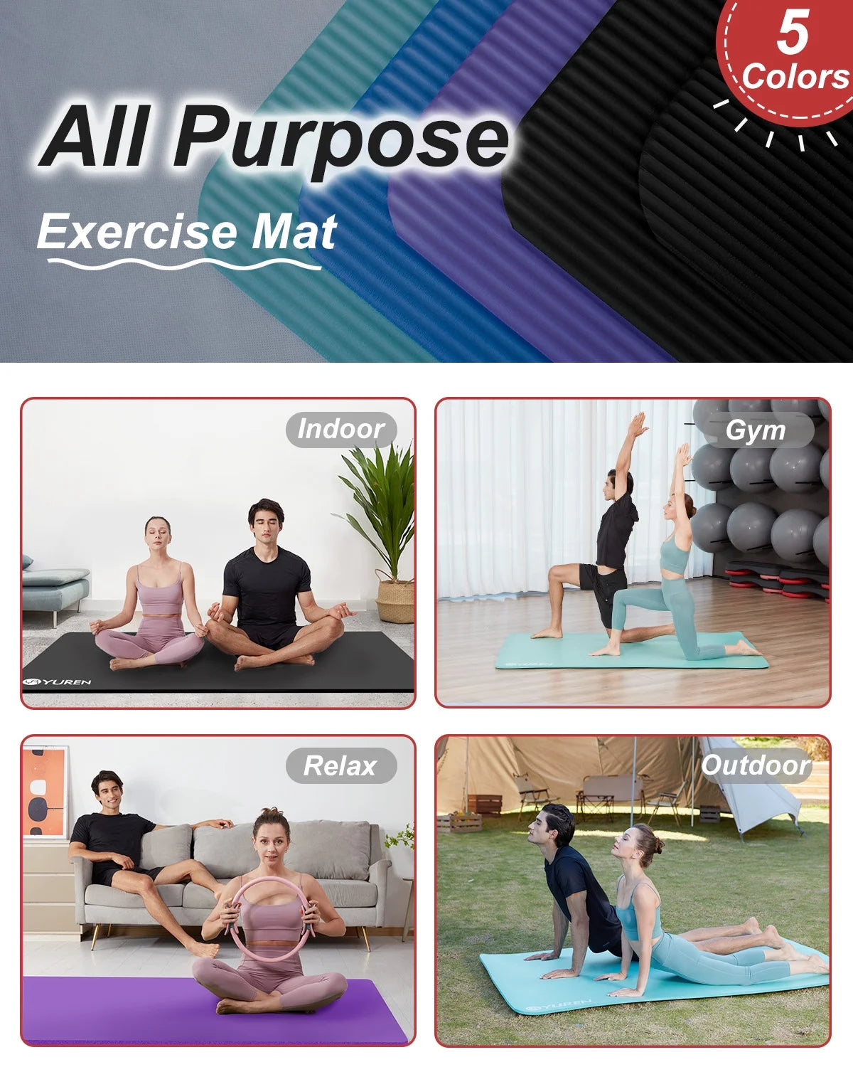 78X51" 10Mm Thick NBR Foam Exercise Mats
