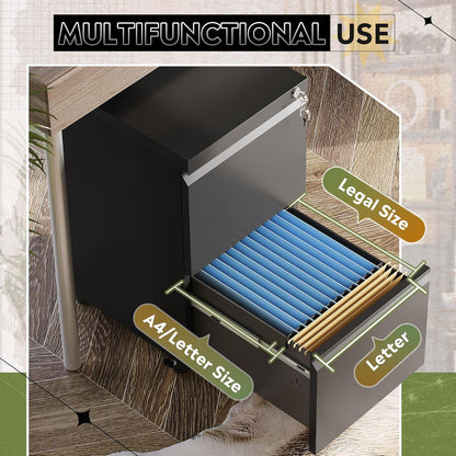 2 Drawer Metal File Cabinet For Desk