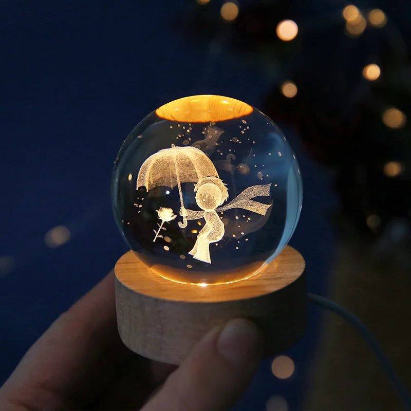 6Cm 3D Crystal Ball Crystal Planet Night