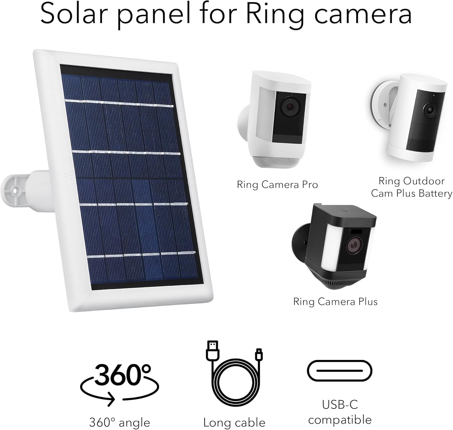 Solar Panel Compatible with Ring Spotlight Cam