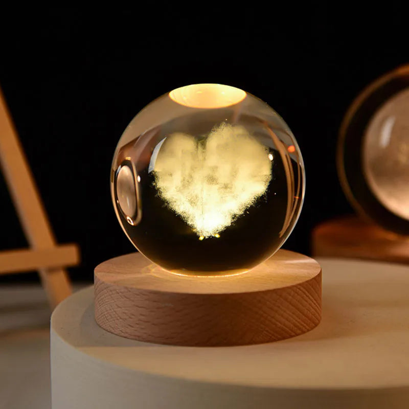 6Cm 3D Crystal Ball Crystal Planet Night