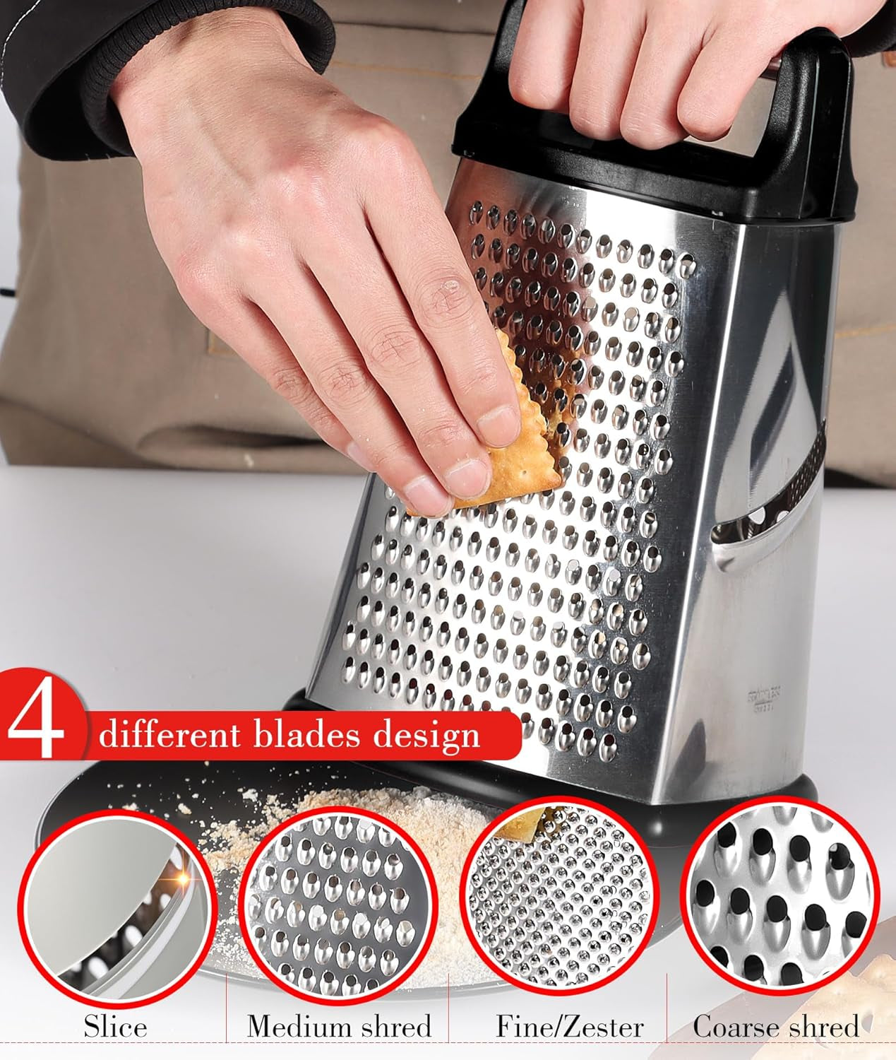 4 Side Kitchen Vegetable Shredder Slicer Zester with Container