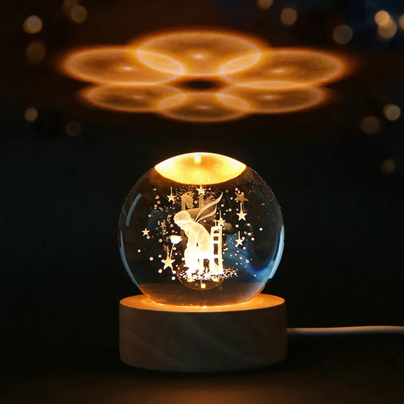 6Cm 3D Crystal Ball Crystal Planet Night