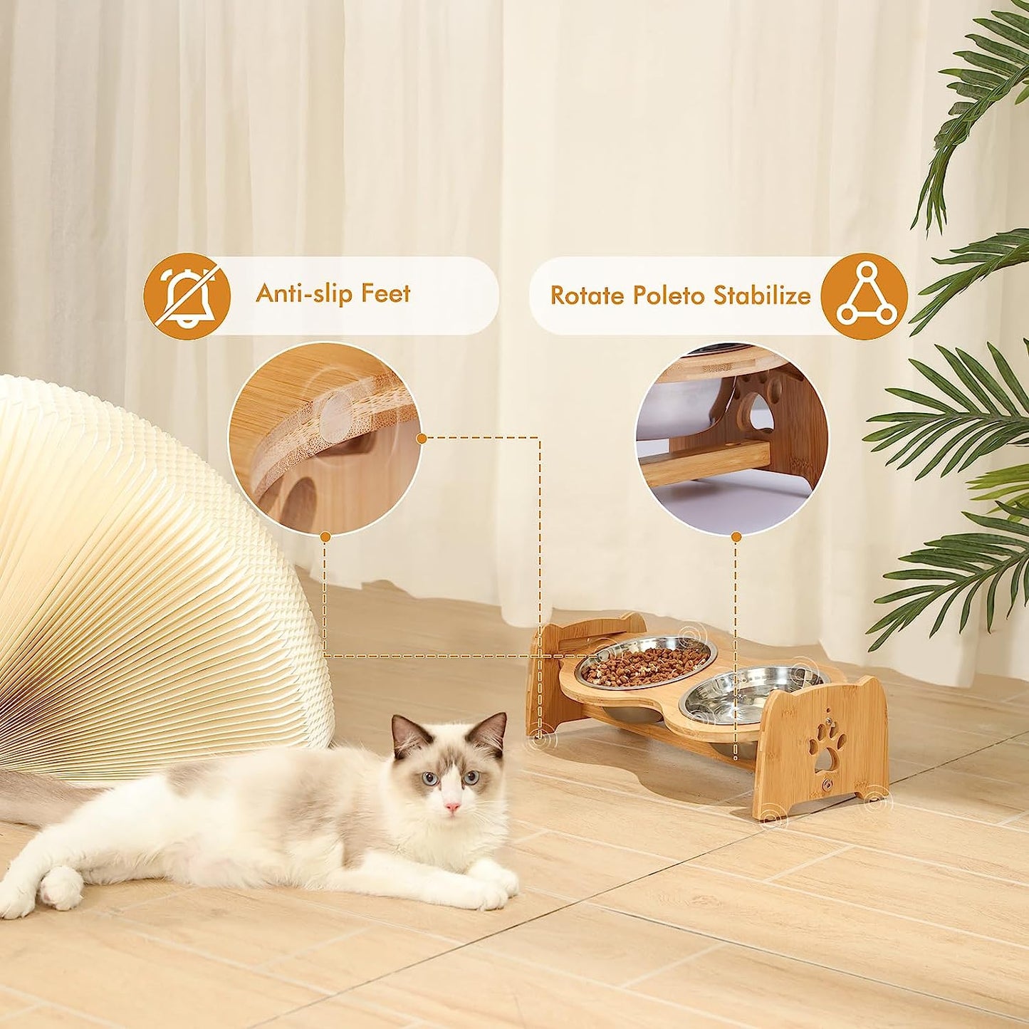 Adjustable Bamboo Raised Dog Bowls