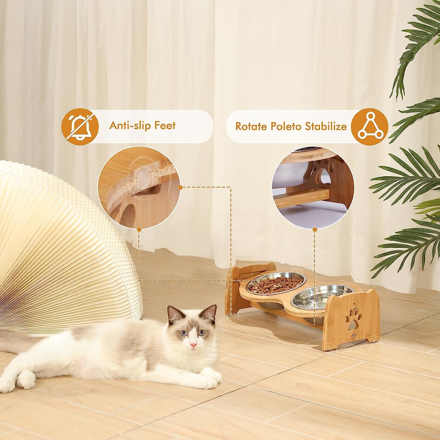 Adjustable Bamboo Raised Dog Bowls