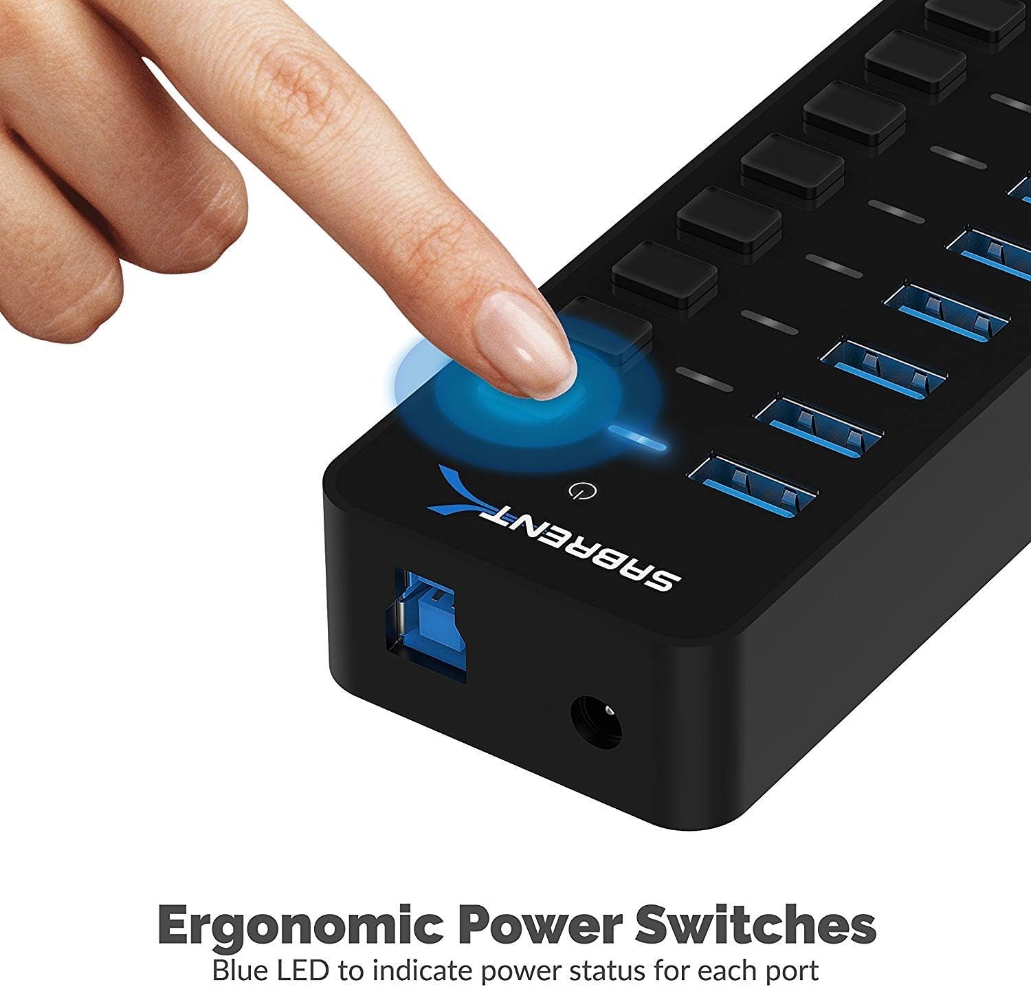 10-Port 60W USB 3.0 Hub with Individual Power Switches