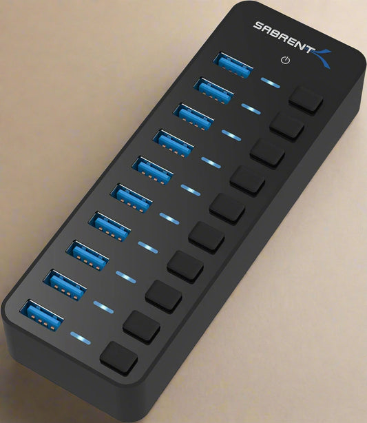 10-Port 60W USB 3.0 Hub with Individual Power Switches