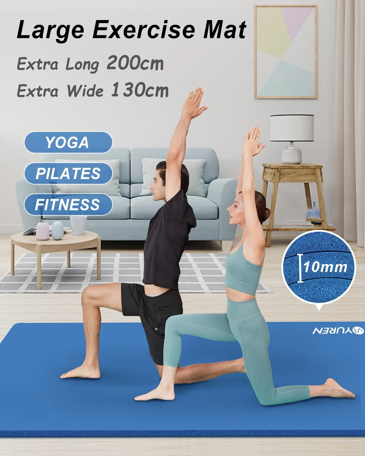 78X51" 10Mm Thick NBR Foam Exercise Mats