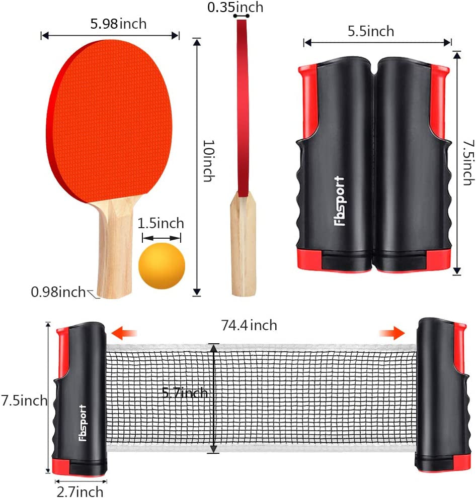 Portable Table Tennis Set with Retractable Net