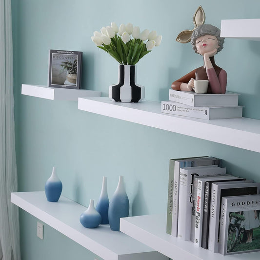 16 Inch White Mission Floating Shelves