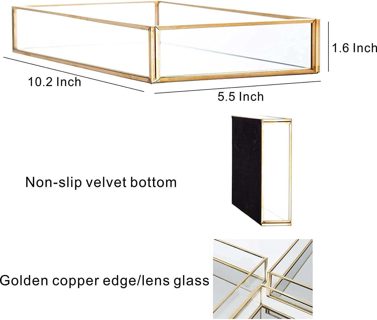 Gold Mirror Tray for Room Decor