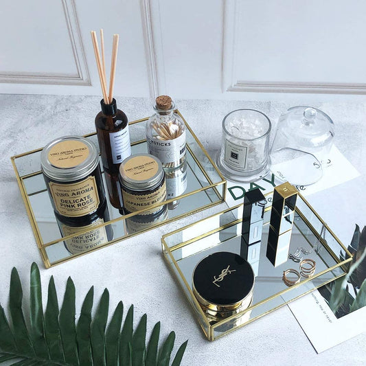 Gold Mirror Tray for Room Decor
